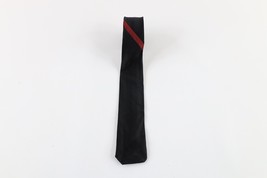Vintage 50s 60s Rockabilly Distressed Striped Skinny Square Neck Tie Black Red - £19.37 GBP