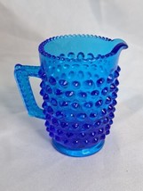 Fenton Colonial Blue Hobnail Art Glass Creamer Mini Pitcher/Toothpick Holder 3&quot; - £14.66 GBP