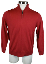 Tailorbyrd Mens 1/4 Zip Pullover Red Washable Wool Sweater Medium - £11.67 GBP