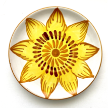 Vintage Yellow Flower Design Plate Saucer For Coffee Cup Made in Italy 7.5” - £7.86 GBP
