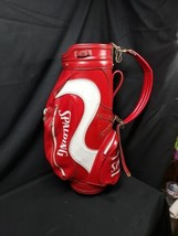 Old Rare Red Leather SPALDING 3 Way Cart Carry Golf Bag BIRD ON BALL  - £74.45 GBP