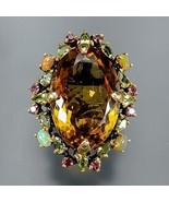 40ct+ Citrine, Opal, Peridot and Rhodolite Garnet Ring 925 Sterling  Size 8 - £163.78 GBP