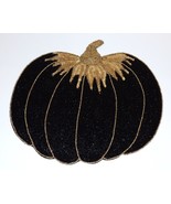 LOVELY TAHARI HOME BLACK &amp; GOLD PUMPKIN SEQUIN/BEADED 15&quot; CHARGER PLACEMAT - £22.56 GBP