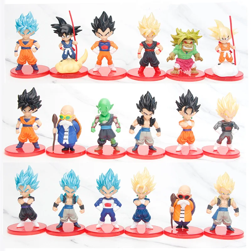 18pcs/set New Dragon Ball Super Son Goku Vegeta Broly Buu Action Figure Dragon - £23.91 GBP
