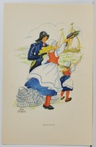 Artist Aina Stenberg BOHUSLAN Family SeaSide Waving at Sailing Ship Post... - $9.95