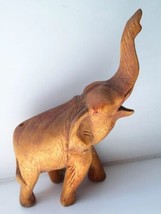 Elephant Wood Carving Hand Made Figure Ornament  15x19 cm vtd - $12.40
