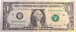 $1 One Dollar Bill 200222200 birthday / anniversary February 2, 2002, binary H2O - £32.16 GBP
