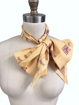 Vintage Carol Horn Long Scarf Trapezoid 60&quot; x 8&quot; Yellow Purple Fan Print... - $23.76