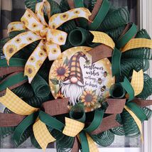 Welcome Wreath Sunflower Gnome Bee Front Door Decor Summer Porch Accent ... - $59.99
