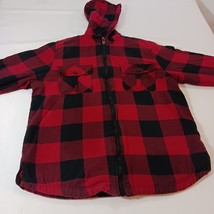 UG Urgent Gear Men's L Red & Black Cotton Blend Flannel Hoodie Full Zip Jacket image 12