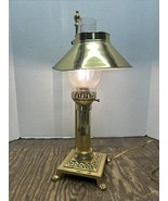 Vintage Tall Metal Brass Finish Electric Student Desk Table Lamp - £22.37 GBP