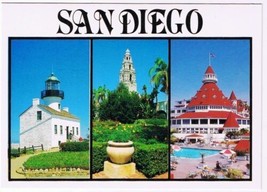 California Postcard San Diego Old Lighthouse Cabrillo Balboa Tower Coronado - £1.71 GBP