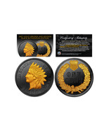 BLACK RUTHENIUM INDIAN HEAD CENT PENNY Coin 24K Gold Highlights 2-Sided ... - $18.65