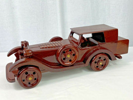 Vintage Cherry Wood Handcrafted Classic Car Wooden Model Collectible 15&quot;... - $74.25