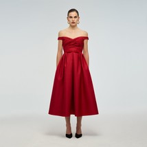 NWT Self-Portrait Textured Off Shoulder Midi Red Dress UK 6 US 2 - £173.03 GBP