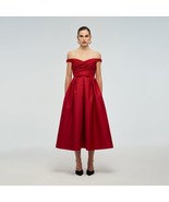 NWT Self-Portrait Textured Off Shoulder Midi Red Dress UK 6 US 2 - £176.68 GBP