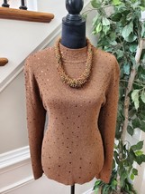 Mercer Street Studio Women&#39;s Brown Cotton Mock Neck Long Sleeve Knit Sweater XL - £19.61 GBP