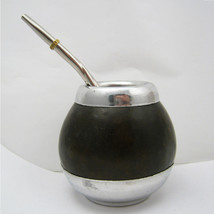 Argentina Mate Gourd Yerba Tea Cup With Straw Bombilla Handmade Detox Drink 1581 - £31.16 GBP