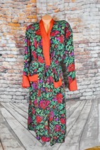 Victorias Secret Medium Gold Label Floral Satin Full Length Robe Pockets... - $108.90