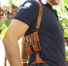 Fits SIG P365 XL 9mm W/Out Rail 3.7”BBL Leather Shoulder Holster Double Mag#1518 image 5