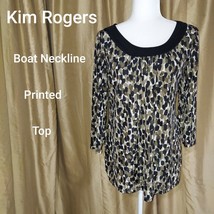 Kim Rogers Printed Boat Neckline Top Size M - £8.21 GBP