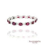 18K (750) White Gold Natural Burmese Ruby and Diamond Bracelet - $35,808.30