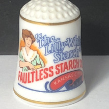 FRANKLIN MINT PORCELAIN THIMBLE 1980 advertising Lilly White Starch faul... - $11.83