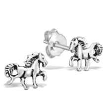 Majestic Wild Stallion Horse Sterling Silver Stud Earrings - £6.95 GBP