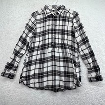 American Eagle Plaid Flannel Tunic Size Small Black White Pin Tuck Jegging Fit - £11.89 GBP