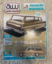 NEW Auto World Muscle Wagons 1963 Chevy II Nova 400 Wagon TAN 4 2/A - $13.85