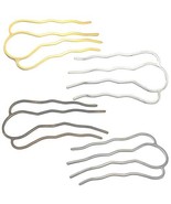 Fujiyuan 4 Pcs Hair Fork Bronze Blank 4 Teeth Hair Combs Pins Brass Side... - $7.44