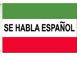 Se Habla Español Flag Sign 3&#39;ftx5 We Speak Spanish Window Banner Green White Red - £28.62 GBP