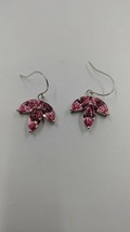 Samuel Aaron Simulated Pink Ice Marquise Lotus  Flower Drop Earrings, Sterling - $26.95