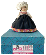 Madame Alexander International Norway Doll Black Dress White Hat Box Sta... - £11.86 GBP