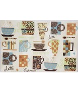 Set of 2 Same Kitchen Vinyl Foam Placemats(12&quot;x18&quot;) COFFEE CUPS,MORNING ... - £10.16 GBP
