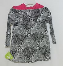 Snopea Childrens Geometric Design Black White Hot Pink Pullover Hooded Tunic 18M image 3