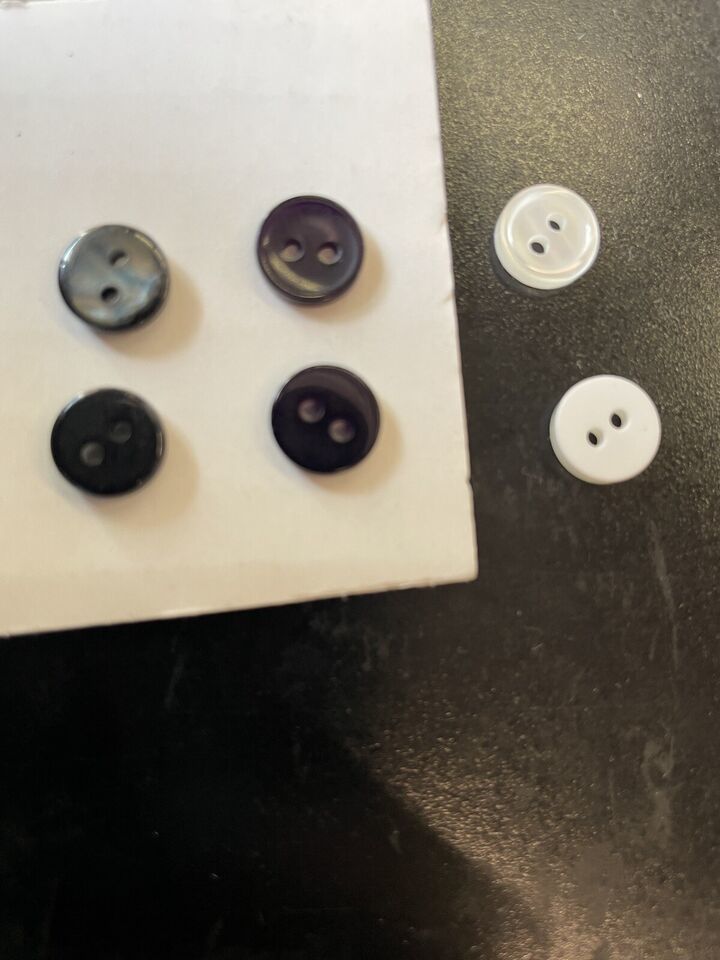 Tiny  Buttons Acrylic  Clear Black Marble black   2 Hole 8 mm 12 buttons - $2.99