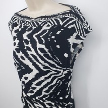 Enfocus Studio Sleeveless Dress Women&#39;s Size 10 White &amp; Black Stretchy Boat Neck - £9.40 GBP