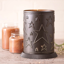 Punched Tin Candle Warmer Country Stars Handmade Accent Light In Kettle Black - £30.42 GBP