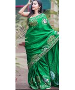ikkat pure silk saree sari wedding party wear patachitra saree - $349.52