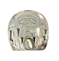 1978 Ron Sebastian Carved Silver Jewelry Pendant Native Totem Pacific Northwest - £391.72 GBP