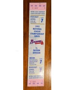 Sid Bream “THE SLIDE” 1992 NLCS Game 7 Full Ticket Atlanta Braves Playoffs - £52.78 GBP