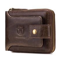 BULLCAPTAIN Leather Mens RFID Blocking Wallet Zipper Bifold Wallets - $33.87