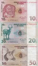 Congo 10, 20, 50 Cents, 'Set Di 3 Banconote' Serie Di Piccole Denominazioni - $10.52