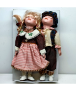 Pair of Vintage Hand Painted Kiss Me Porcelain Dolls Girl Boy Couple wit... - $88.80