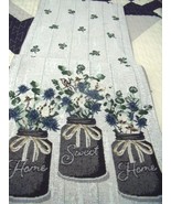 NEW Farmhouse CANNING MASON JAR TABLE RUNNER Tapestry BLUE Floral HOME S... - £19.51 GBP