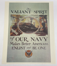 THE VALIANT SPIRIT OF OUR NAVY 20&quot;X 16&quot; Enlistment Poster ( 1932 pre-WWI... - £14.07 GBP