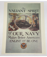 THE VALIANT SPIRIT OF OUR NAVY 20&quot;X 16&quot; Enlistment Poster ( 1932 pre-WWI... - $24.40 CAD