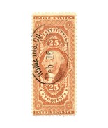 1862-71 25c U.S. Internal Revenue, George Washington, Red, Protest, R49c - $201.90 MXN
