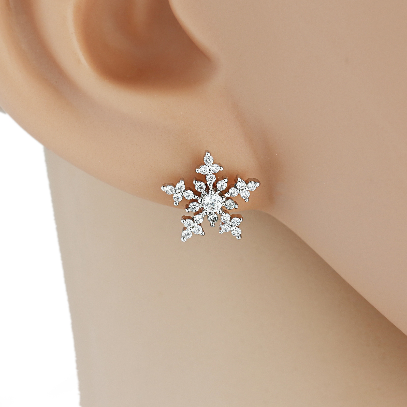 Silver Tone Earrings With Swarovski Style Crystals